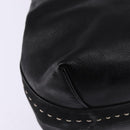 CELINE Hand Bag Leather 2way Black Gold Auth 142840-17