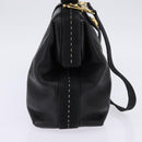 CELINE Hand Bag Leather 2way Black Gold Auth 142840-3
