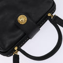 CELINE Hand Bag Leather 2way Black Gold Auth 142840-6
