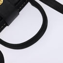 CELINE Hand Bag Leather 2way Black Gold Auth 142840-7