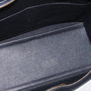 CELINE Trapeze Hand Bag Leather Canvas 2way Beige Black Orange Auth 142841-10