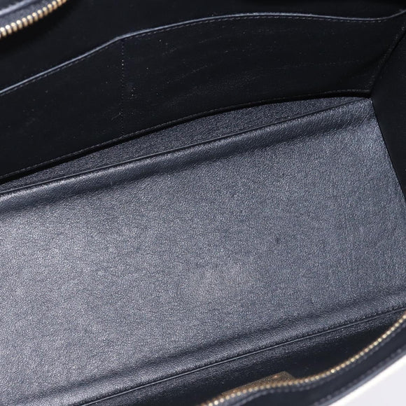 CELINE Trapeze Hand Bag Leather Canvas 2way Beige Black Orange Auth 142841