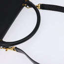 CELINE Trapeze Hand Bag Leather Canvas 2way Beige Black Orange Auth 142841-7