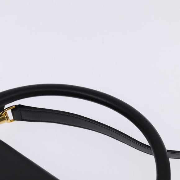 CELINE Trapeze Hand Bag Leather Canvas 2way Beige Black Orange Auth 142841