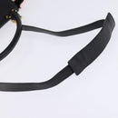 CELINE Trapeze Hand Bag Leather Canvas 2way Beige Black Orange Auth 142841-8