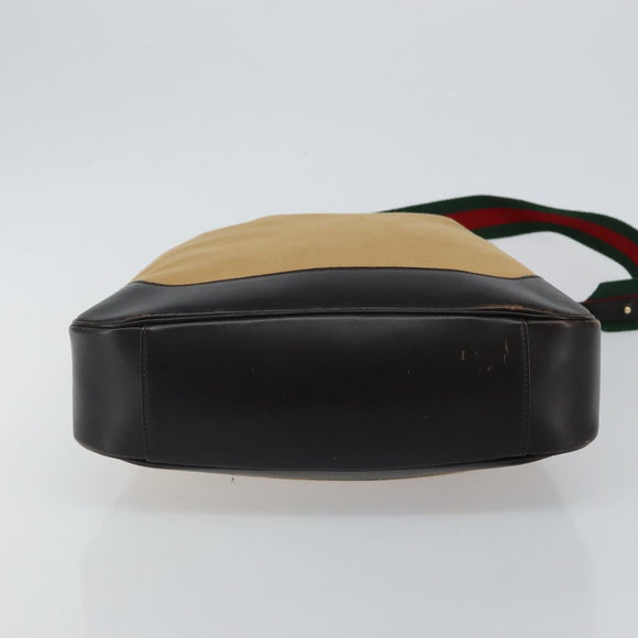 GUCCI Bamboo Web Sherry Line Bag Canvas 2way Beige 001 4058 1705 Auth 142842