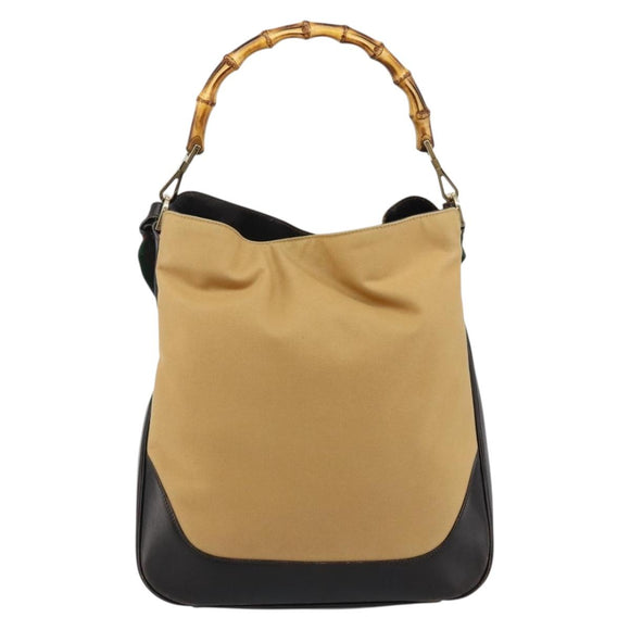 GUCCI Bamboo Web Sherry Line Bag Canvas 2way Beige 001 4058 1705 Auth 142842