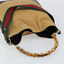 GUCCI Bamboo Web Sherry Line Bag Canvas 2way Beige 001 4058 1705 Auth 142842-6