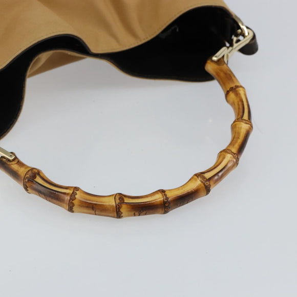 GUCCI Bamboo Web Sherry Line Bag Canvas 2way Beige 001 4058 1705 Auth 142842