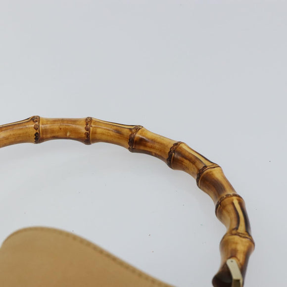 GUCCI Bamboo Web Sherry Line Bag Canvas 2way Beige 001 4058 1705 Auth 142842