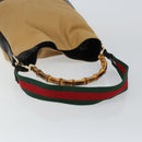 GUCCI Bamboo Web Sherry Line Bag Canvas 2way Beige 001 4058 1705 Auth 142842-8