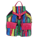Gianni Versace Backpack Canvas Multicolor Gold Auth 142845V-13