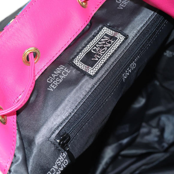 Gianni Versace Backpack Canvas Multicolor Gold Auth 142845V