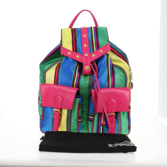 Gianni Versace Backpack Canvas Multicolor Gold Auth 142845V