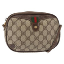 GUCCI GG Supreme Web Sherry Line Shoulder Bag PVC Beige Gold Red Auth 142847-1