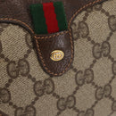 GUCCI GG Supreme Web Sherry Line Shoulder Bag PVC Beige Gold Red Auth 142847-15