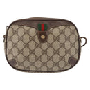 GUCCI GG Supreme Web Sherry Line Shoulder Bag PVC Beige Gold Red Auth 142847-2