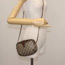 GUCCI GG Supreme Web Sherry Line Shoulder Bag PVC Beige Gold Red Auth 142847-21