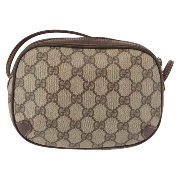 GUCCI GG Supreme Web Sherry Line Shoulder Bag PVC Beige Gold Red Auth 142847