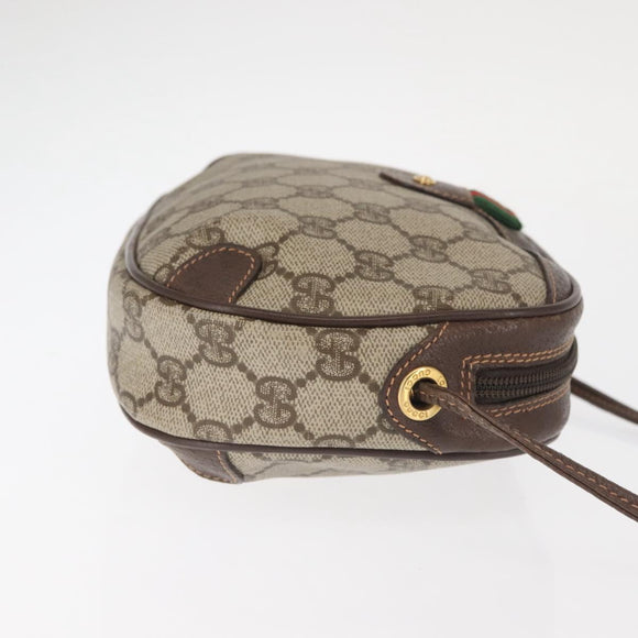 GUCCI GG Supreme Web Sherry Line Shoulder Bag PVC Beige Gold Red Auth 142847