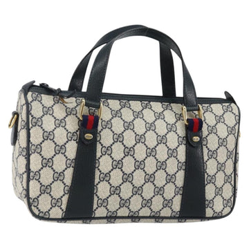 GUCCI GG Supreme Sherry Line Hand Bag PVC Navy Gold Red 39 02 040 Auth 142848