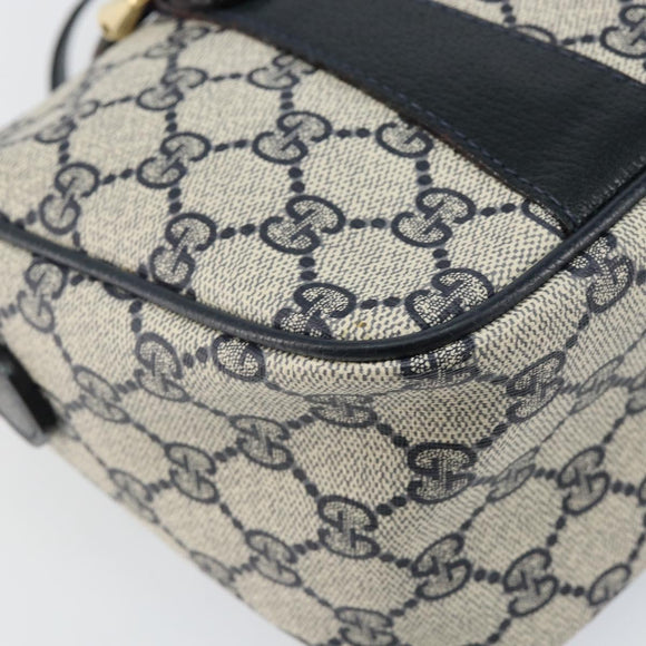 GUCCI GG Supreme Sherry Line Hand Bag PVC Navy Gold Red 39 02 040 Auth 142848