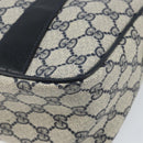 GUCCI GG Supreme Sherry Line Hand Bag PVC Navy Gold Red 39 02 040 Auth 142848-16