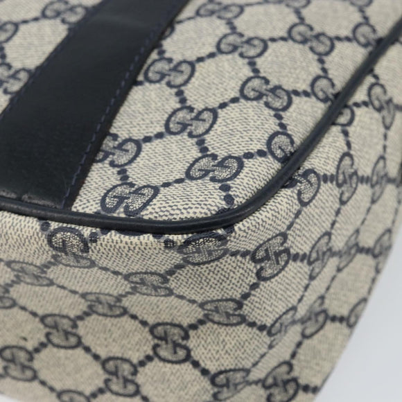 GUCCI GG Supreme Sherry Line Hand Bag PVC Navy Gold Red 39 02 040 Auth 142848