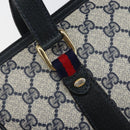 GUCCI GG Supreme Sherry Line Hand Bag PVC Navy Gold Red 39 02 040 Auth 142848-18