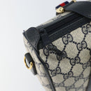 GUCCI GG Supreme Sherry Line Hand Bag PVC Navy Gold Red 39 02 040 Auth 142848-9