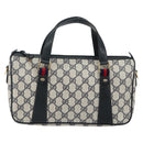 GUCCI GG Supreme Sherry Line Hand Bag PVC Navy Gold Red 39 02 040 Auth 142848-13