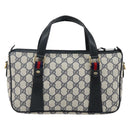 GUCCI GG Supreme Sherry Line Hand Bag PVC Navy Gold Red 39 02 040 Auth 142848-2