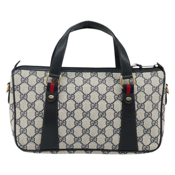 GUCCI GG Supreme Sherry Line Hand Bag PVC Navy Gold Red 39 02 040 Auth 142848 - 0