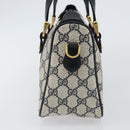 GUCCI GG Supreme Sherry Line Hand Bag PVC Navy Gold Red 39 02 040 Auth 142848-3