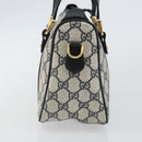 GUCCI GG Supreme Sherry Line Hand Bag PVC Navy Gold Red 39 02 040 Auth 142848-4