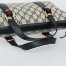 GUCCI GG Supreme Sherry Line Hand Bag PVC Navy Gold Red 39 02 040 Auth 142848-7