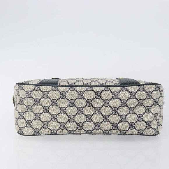 GUCCI GG Supreme Sherry Line Hand Bag PVC Navy Gold Red 39 02 040 Auth 142848