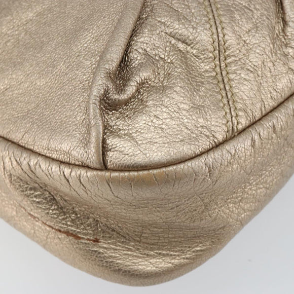 Salvatore Ferragamo Vala Shoulder Bag Leather Beige Gold Auth 142849