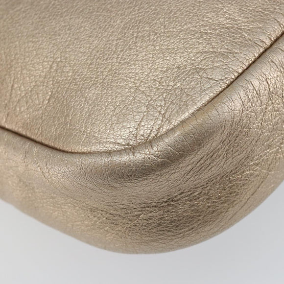 Salvatore Ferragamo Vala Shoulder Bag Leather Beige Gold Auth 142849