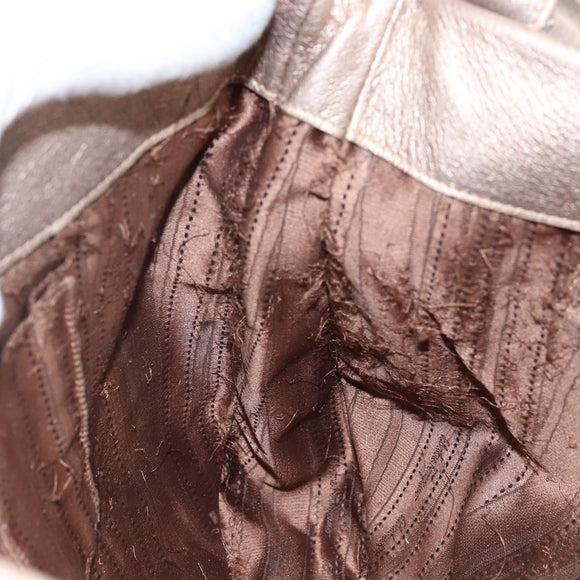 Salvatore Ferragamo Vala Shoulder Bag Leather Beige Gold Auth 142849