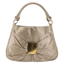 Salvatore Ferragamo Vala Shoulder Bag Leather Beige Gold Auth 142849-13