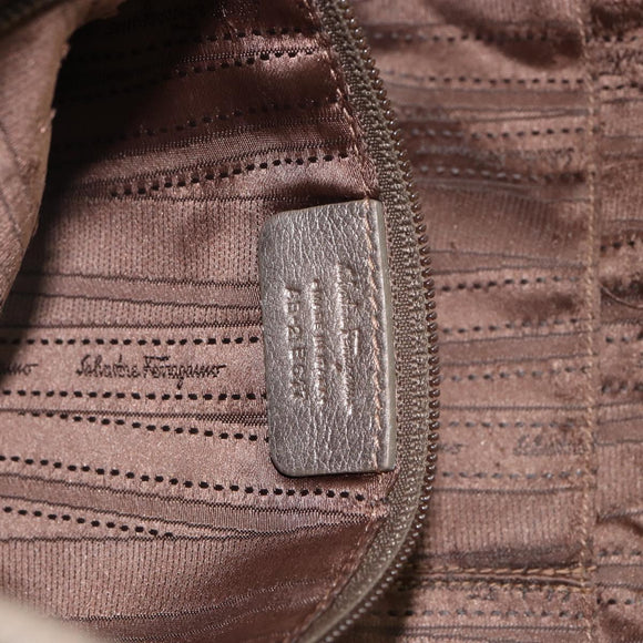 Salvatore Ferragamo Vala Shoulder Bag Leather Beige Gold Auth 142849