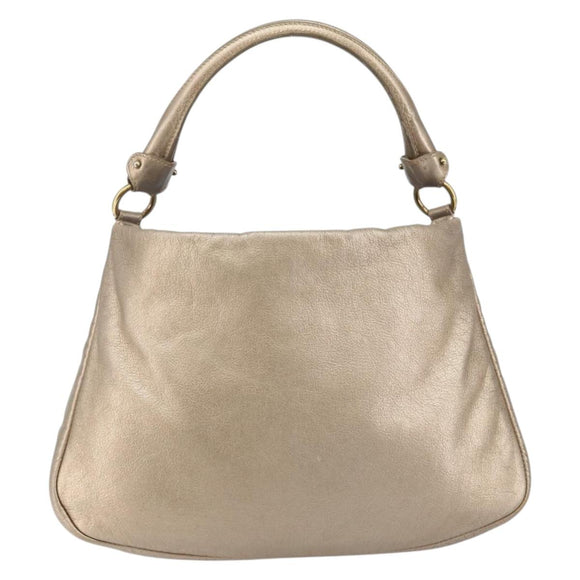 Salvatore Ferragamo Vala Shoulder Bag Leather Beige Gold Auth 142849