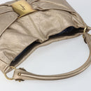Salvatore Ferragamo Vala Shoulder Bag Leather Beige Gold Auth 142849-6