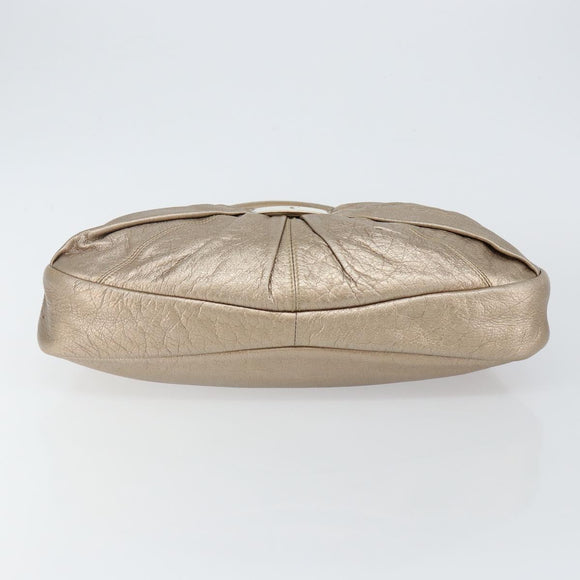 Salvatore Ferragamo Vala Shoulder Bag Leather Beige Gold Auth 142849