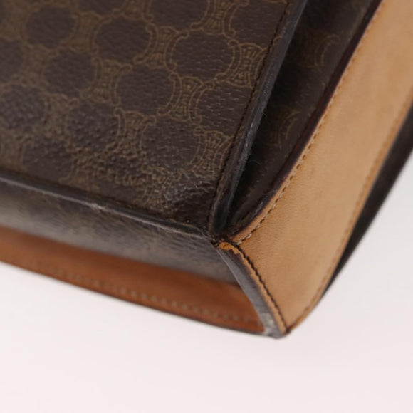 CELINE Macadam Canvas Hand Bag PVC Leather Brown Gold Auth 142852