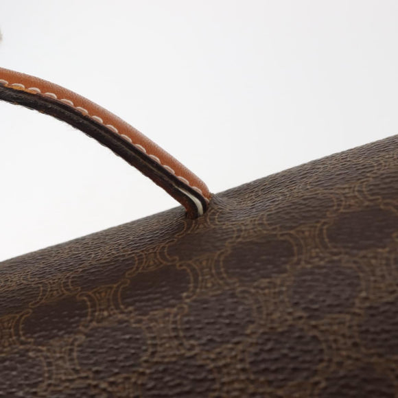 CELINE Macadam Canvas Hand Bag PVC Leather Brown Gold Auth 142852