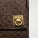 CELINE Macadam Canvas Hand Bag PVC Leather Brown Gold Auth 142852-17