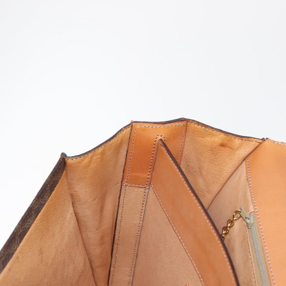 CELINE Macadam Canvas Hand Bag PVC Leather Brown Gold Auth 142852