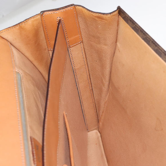 CELINE Macadam Canvas Hand Bag PVC Leather Brown Gold Auth 142852